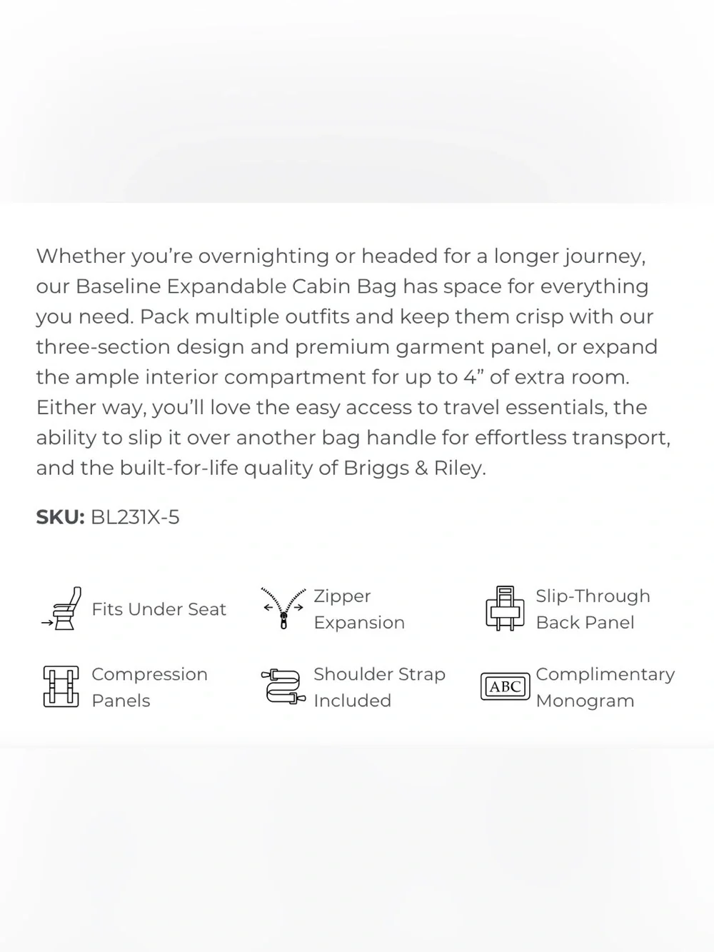Briggs & Riley Baseline Expandable Weekender Cabin Bag